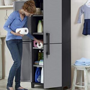 Keter Space Winner Resin Garage Storage Cabinet with Doors and Shelves - Perfect for Garage and Basement Organization