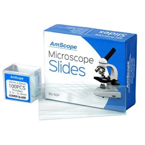 AmScope - 40X-1000X Cordless Student Compound Microscope + Slide Preparation Kit + World of The Microscope Book - M150C-SP14-CLS-50P100S-WM