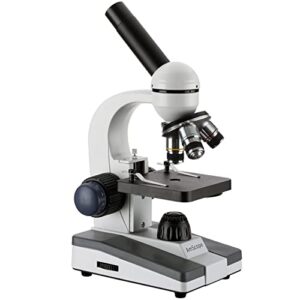 AmScope - 40X-1000X Cordless Student Compound Microscope + Slide Preparation Kit + World of The Microscope Book - M150C-SP14-CLS-50P100S-WM