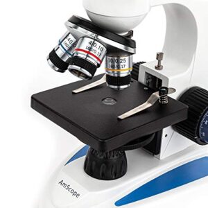 AmScope - 40X-1000X Biology Science Metal Glass Student Microscope with USB Digital Camera + Slide Preparation Kit - M158C-SP14-E