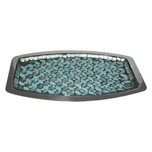 nu steel sea foam amenity tray in aqua blue/silver glass mosaic/ stainless steel for bathrooms & vanity spaces