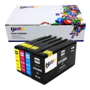 hiink compatible ink replacement for hp 950 951 950xl 951xl high yield ink cartridges used in hp officejet pro 8600 8100 8610 8620 8660 8630 8640 8615 8625 251dw 276dw 271dw (bk, c, m, y, 4-pack)