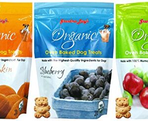 Grandma Lucy's Organic Baked Treat for Dogs, Mixed 3 Packs x 14 Oz - Apple, Pumpkin and Blueberry Flavors