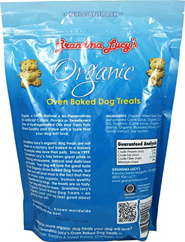 Grandma Lucy's Organic Baked Treat for Dogs, Mixed 3 Packs x 14 Oz - Apple, Pumpkin and Blueberry Flavors