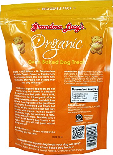 Grandma Lucy's Organic Baked Treat for Dogs, Mixed 3 Packs x 14 Oz - Apple, Pumpkin and Blueberry Flavors