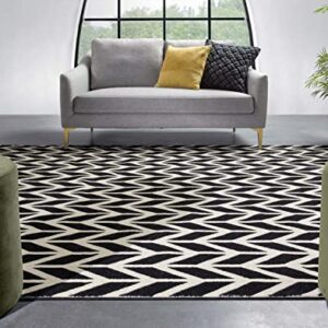 Well Woven Chevron Black 5' x 7' Area Rug Carpet