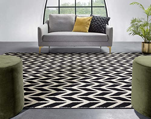 Well Woven Chevron Black 5' x 7' Area Rug Carpet