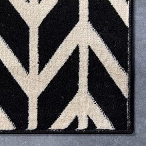 Well Woven Chevron Black 5' x 7' Area Rug Carpet