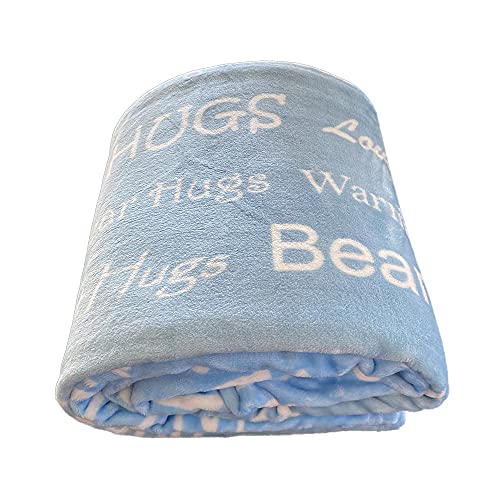 BlankieGram “Hugs” Plush Throw Blanket- Inspired Gift Ideas for The Entire Family, Comfort Gifts, Blue