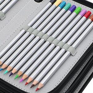 BTSKY Handy Wareable Oxford Colored Pencil Bags Large 72 Slots Pencil Organizer Portable Watercolor Pencil Wrap Case (Black)