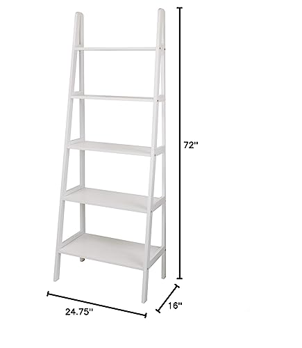 Casual Home 5-Shelf Ladder Bookcase, White