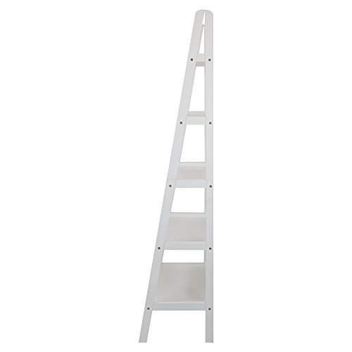 Casual Home 5-Shelf Ladder Bookcase, White