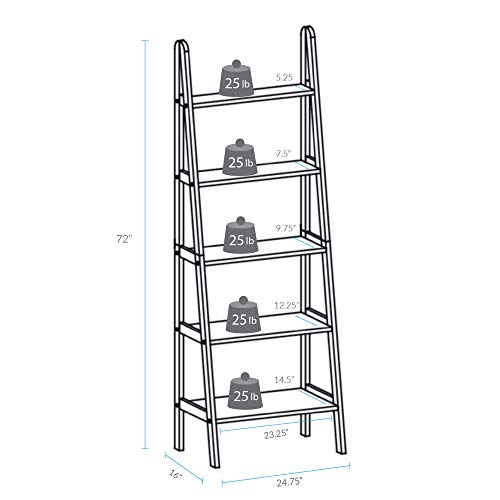 Casual Home 5-Shelf Ladder Bookcase, White