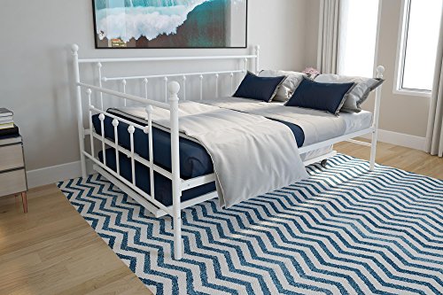 DHP Manila Metal Full Size Daybed and Twin Size Trundle (White)