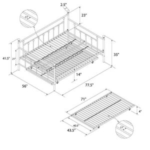 DHP Manila Metal Full Size Daybed and Twin Size Trundle (White)