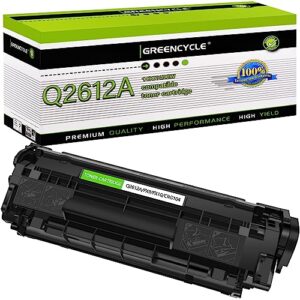 greencycle toner cartridge replacement compatible for hp 12a q2612a (black) laserjet 1010 1012 1018 1020 1022 1022n 3015 3030 3052 3055 m1005 m1319f printer (black, 1-pack)
