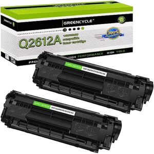 greencycle toner cartridge replacement compatible for hp 12a q2612a (black) laserjet 1010 1012 1018 1020 1022 1022n 3015 3030 3052 3055 m1005 m1319f printer (black, 2-pack)