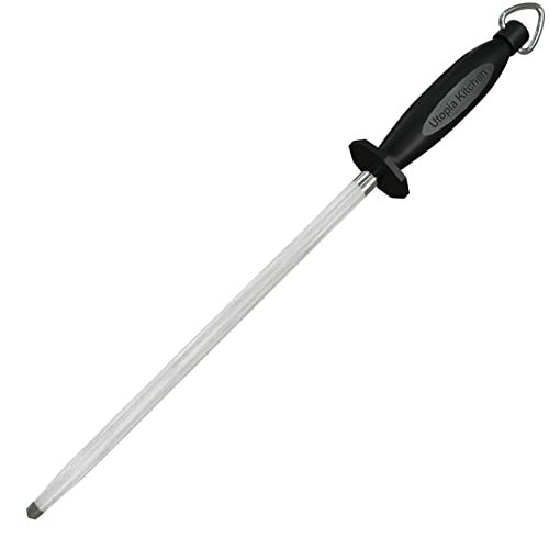 Utopia Kitchen 10 Inch Honing Steel Knife Sharpening Steel Sharpening Rod - Black