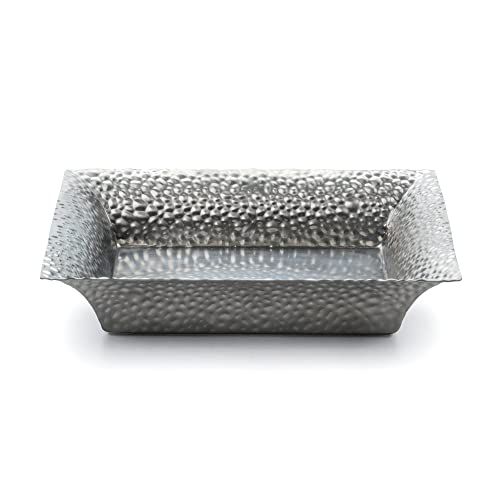 RSVP International Endurance Collection Stainless Steel Kitchen Counter Decor, Sponge & Dish Soap Sink Protector Tray/Holder, Dishwasher Safe, 8.25" Square, Embossed Matte Silver