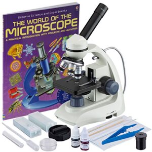 amscope m170c-sp14-wm 40x-1000x led solid-metal portable compound microscope with slide preparation + book
