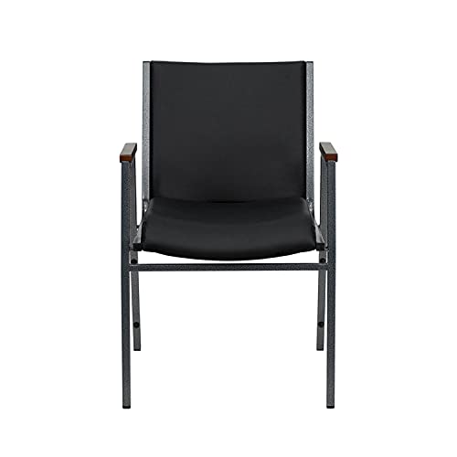 Flash Furniture 4 Pack HERCULES Series Heavy Duty Black Vinyl Stack Chair with Arms