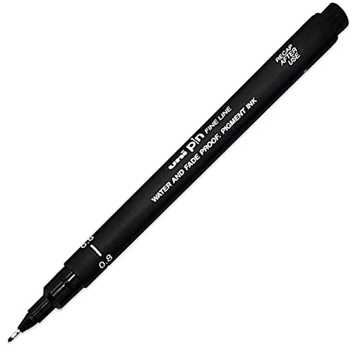 Uni Pin Fineliner Drawing Pen - Complete Set of 9 Grades - Black Ink