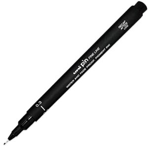 Uni Pin Fineliner Drawing Pen - Complete Set of 9 Grades - Black Ink