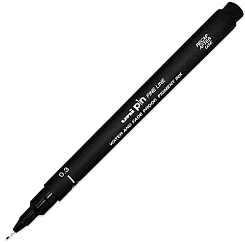 Uni Pin Fineliner Drawing Pen - Complete Set of 9 Grades - Black Ink