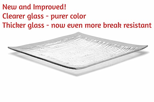 GAC Large 13 Inch Tempered Glass Tray Square Glass Platter Break and Chip Resistant – Oven/Microwave Safe – Dishwasher Safe – Decorative Charger Plate, Glass Serving Tray
