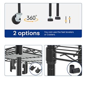 Storage Shelves 2100Lbs Capacity, 6-Shelf on Casters 48" L×18" W×72" H Commercial Wire Shelving Unit Adjustable Layer Metal Rack Strong Steel for Restaurant Garage Pantry Kitchen,Black