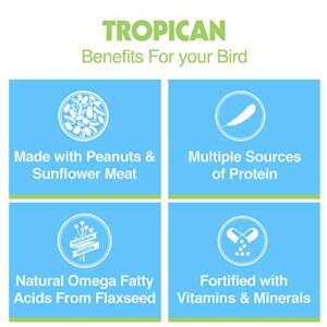 Hari Hagen Tropican Lifetime Formula Parrot Food, 4 lb Parrot Food with Peanuts & Sunflower Seeds and Balance Nutrition Levels