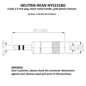 WORLDS BEST CABLES 20 Foot - Quad Balanced Headphone Extension Cable Custom Made Using Mogami 2893 Wire and Neutrik-Rean NYS231BG Male & NYS240BG Female 3.5mm Gold TRS Plugs