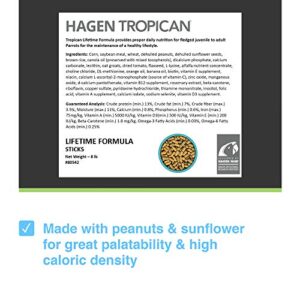 Hari Tropican Bird Food, Hagen Parrot Food with with Peanuts & Sunflower Seeds, Maintenance Sticks, Lifetime Formula, 8 lb Bag