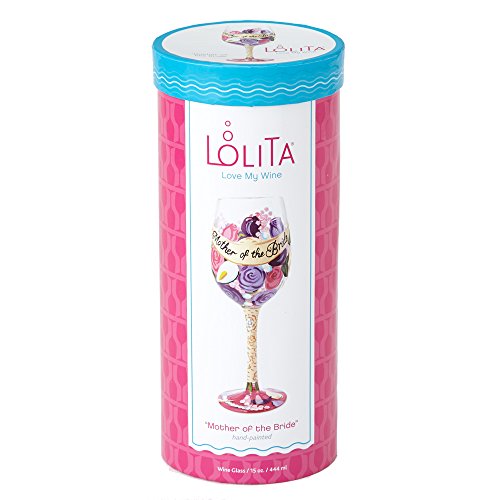 Lolita Mother of the Bride Artisan Made Hand Painted Wine Glass