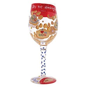 Designs by Lolita “Love My Dog” Hand-painted Artisan Wine Glass, 15 oz.