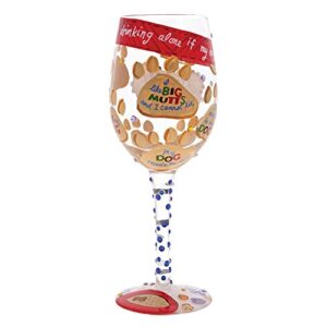 Designs by Lolita “Love My Dog” Hand-painted Artisan Wine Glass, 15 oz.