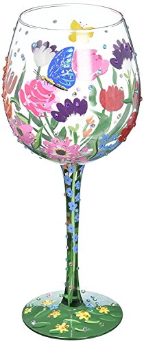 Designs by Lolita “Spring Bling” Hand-painted Artisan Super Bling Wine Glass, 22 oz.