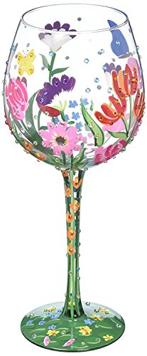 Designs by Lolita “Spring Bling” Hand-painted Artisan Super Bling Wine Glass, 22 oz.