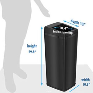 iTouchless 14 Gallon Sliding Lid Touchless Sensor Trash Can with Odor Control System, Black Steel, 53 Liter Automatic Garbage Bin for Kitchen and Office