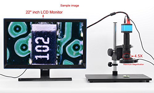 14MP HDMI Microscope Camera Remote Control Kit for Industry Lab PCB USB Output TF Card Video Recorder +180X C-Mount Lens + Big Stereo Stand +144 LED Light