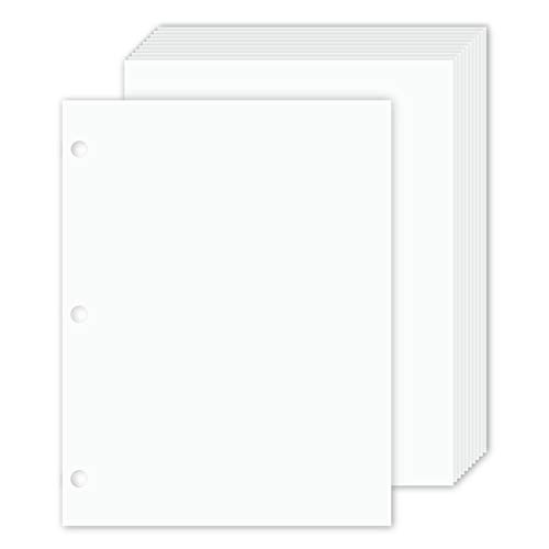 3 Hole Punched White Cardstock – Durable and Thick 80lb (216gsm) Card Stock | 8.5 x 11 Inches | 50 Sheets per Pack