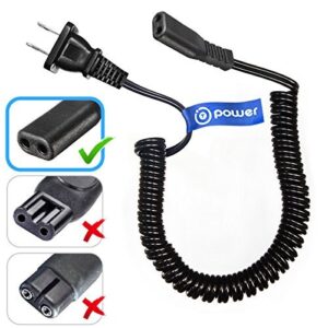 t-power charging cord for philips phillips norelco, remington, grundig, braun, eltron shaver power lead electric shavers razors cable universal shaver cord, coiled check model list