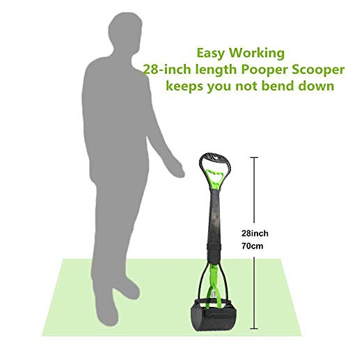 Living Express 28" Large Pooper Scooper for Dog-Long Handle Dog Poop Scooper-Pet Waste Pick Up Jaw Scooper Without Smelling, Durable Spring Easy to Use Perfect for Grass,Dirt,Gravel (Green)