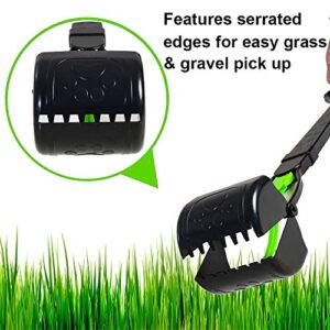 Living Express 28" Large Pooper Scooper for Dog-Long Handle Dog Poop Scooper-Pet Waste Pick Up Jaw Scooper Without Smelling, Durable Spring Easy to Use Perfect for Grass,Dirt,Gravel (Green)