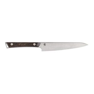 shun cutlery kanso utility knife 6", narrow, straight-bladed kitchen knife perfect for precise cuts, ideal for preparing sandwiches or trimming small vegetables, handcrafted japanese knife,silver