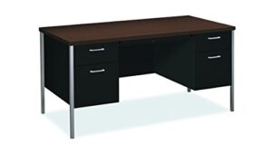 hon double pedestal desk, 60" by 30" by 29-1/2", mocha/black