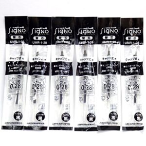 Uni-Ball Signo Extra Fine Point Gel Pen Refills Black Ink 0.28 mm Set of 6 (Japan import)