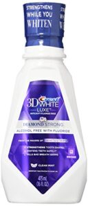 crest 3d white luxe diamond strong anticavity fluoride mouth rinse clean mint 16 oz, (pack of 2)