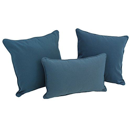 Blazing Needles Corded Twill Throw Pillow Set, Indigo 3 Count