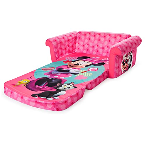 Marshmallow Furniture, Children's 2-in-1 Flip Open Foam Compressed Sofa, Disney's Minnie Mouse